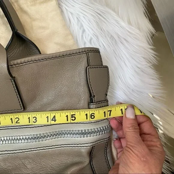 Chloe Taupe Gladys Leather Multi Zippers Tote Bag - Picture 8 of 11